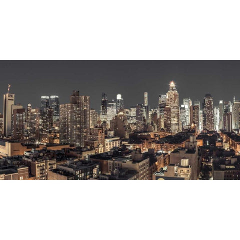 Lower Manhattan cityscape, New York Black Modern Wood Framed Art Print with Double Matting by Frank, Assaf