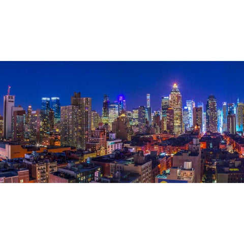 Lower Manhattan cityscape, New York Black Modern Wood Framed Art Print with Double Matting by Frank, Assaf