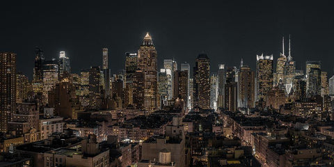Lower Manhattan-New York Black Ornate Wood Framed Art Print with Double Matting by Frank, Assaf