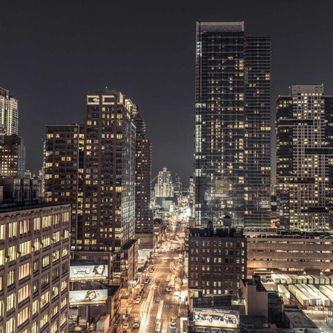 Lower Manhattan cityscape, New York Black Modern Wood Framed Art Print by Frank, Assaf