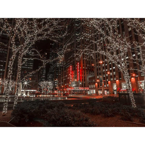 New York city stret in night Black Modern Wood Framed Art Print with Double Matting by Frank, Assaf