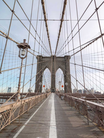 Brooklyn bridge, New York Black Ornate Wood Framed Art Print with Double Matting by Frank, Assaf