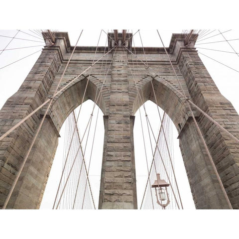 Brooklyn bridge, New York Black Modern Wood Framed Art Print with Double Matting by Frank, Assaf