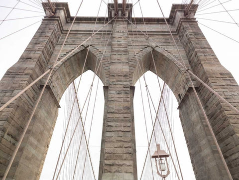 Brooklyn bridge, New York Black Ornate Wood Framed Art Print with Double Matting by Frank, Assaf