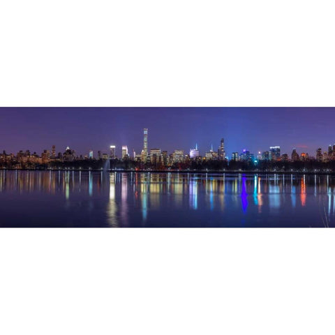View of New York city skyline from Central park in evening Gold Ornate Wood Framed Art Print with Double Matting by Frank, Assaf