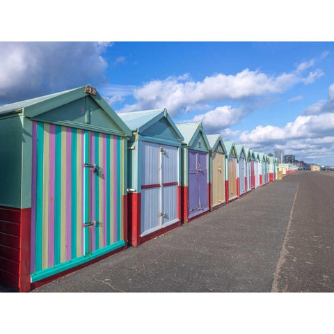 Colorful beach huts in a row Gold Ornate Wood Framed Art Print with Double Matting by Frank, Assaf