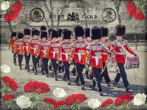 Changing the Guard, Buckingham Palace, London Black Ornate Wood Framed Art Print with Double Matting by Frank, Assaf