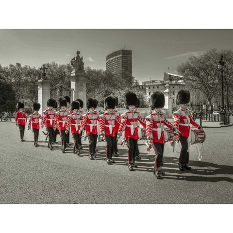 Changing the Guard, Buckingham Palace, London White Modern Wood Framed Art Print by Frank, Assaf