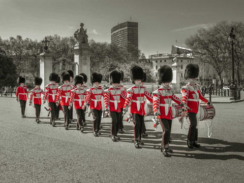 Changing the Guard, Buckingham Palace, London White Modern Wood Framed Art Print with Double Matting by Frank, Assaf