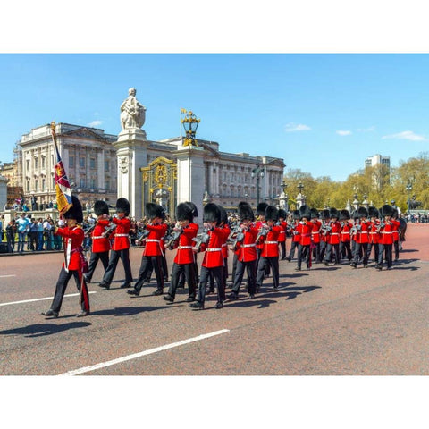 Changing the Guard, Buckingham Palace, London Black Modern Wood Framed Art Print with Double Matting by Frank, Assaf