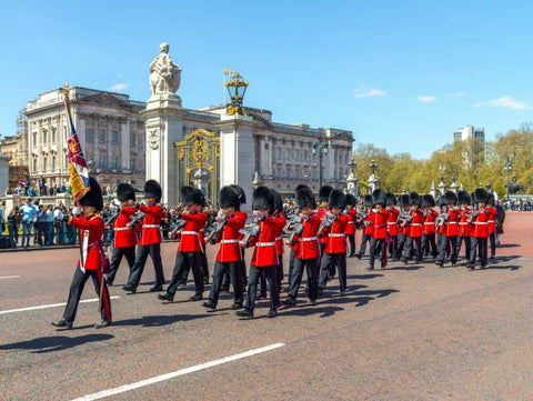 Changing the Guard, Buckingham Palace, London White Modern Wood Framed Art Print with Double Matting by Frank, Assaf