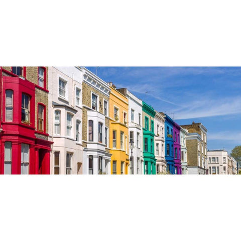 Colorful buildings on Portobello Road, London Black Modern Wood Framed Art Print with Double Matting by Frank, Assaf