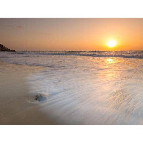 Tranquil Beach Sunset Gold Ornate Wood Framed Art Print with Double Matting by Frank, Assaf