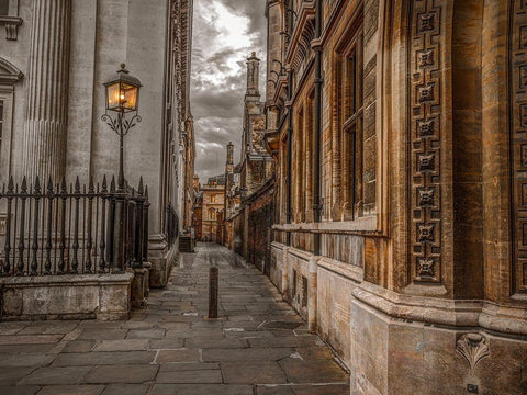 Narrow lane in Cambridge White Modern Wood Framed Art Print with Double Matting by Frank, Assaf