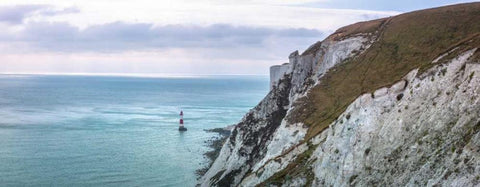 Beachy Head and Lighthouse, Eastbourne, England, UK Black Ornate Wood Framed Art Print with Double Matting by Frank, Assaf