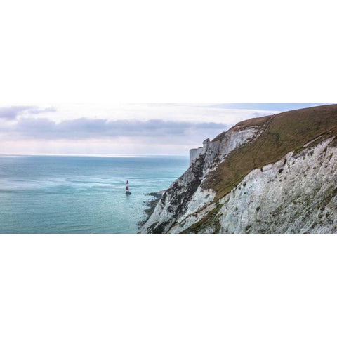 Beachy Head and Lighthouse, Eastbourne, England, UK Black Modern Wood Framed Art Print by Frank, Assaf