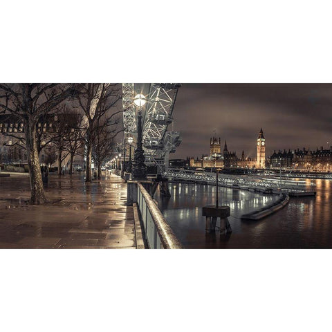 London cityscape in evening White Modern Wood Framed Art Print by Frank, Assaf