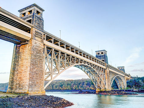 Britania bridge in Conwy, North Wales Black Modern Wood Framed Art Print by Frank, Assaf