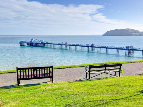 Llandudno Pier, North wales Black Modern Wood Framed Art Print by Frank, Assaf