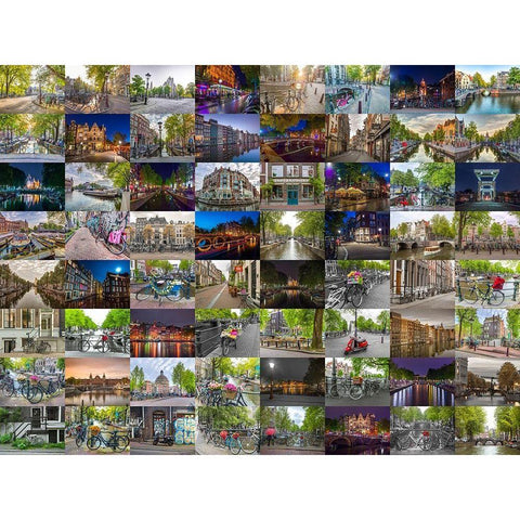 Collage of Amsterdam Black Modern Wood Framed Art Print with Double Matting by Frank, Assaf