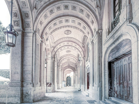 National Library of Malta, Valletta White Modern Wood Framed Art Print with Double Matting by Frank, Assaf