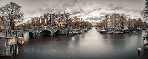 Amsterdam in evening Black Ornate Wood Framed Art Print with Double Matting by Frank, Assaf