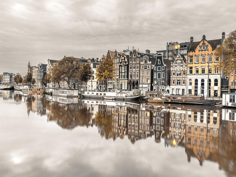Amsterdam-reflections White Modern Wood Framed Art Print with Double Matting by Frank, Assaf