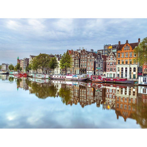 Amsterdam-reflections Black Modern Wood Framed Art Print with Double Matting by Frank, Assaf