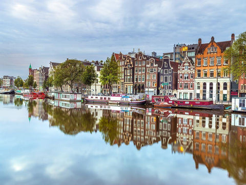 Amsterdam-reflections Black Ornate Wood Framed Art Print with Double Matting by Frank, Assaf