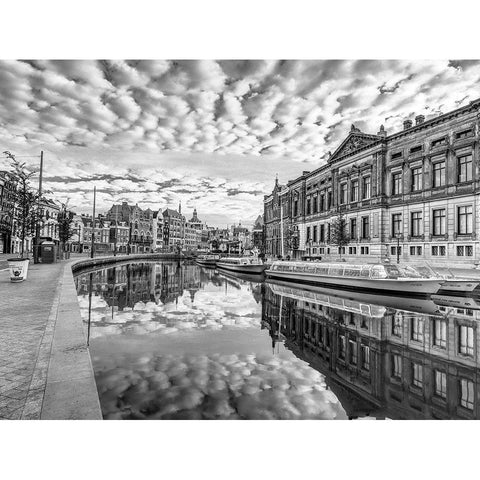 Amsterdam-reflections Black Modern Wood Framed Art Print with Double Matting by Frank, Assaf
