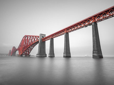 Forth Rail Bridge, Scotland White Modern Wood Framed Art Print with Double Matting by Frank, Assaf