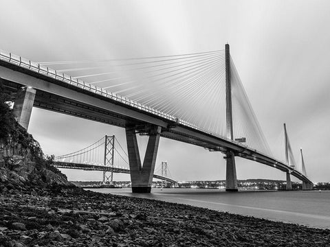 Queensferry Crossing, Scotland, FTBR-1811 White Modern Wood Framed Art Print with Double Matting by Frank, Assaf