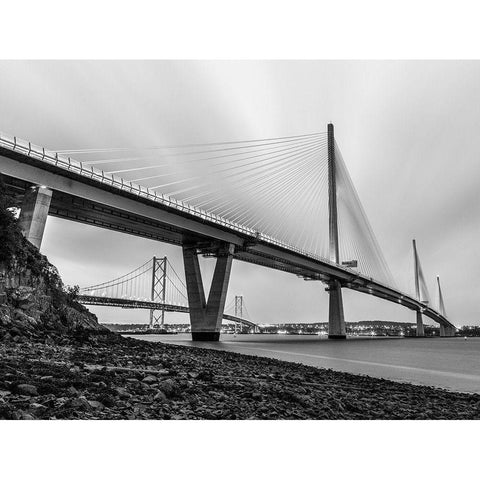 Queensferry Crossing, Scotland, FTBR-1811 Black Modern Wood Framed Art Print with Double Matting by Frank, Assaf