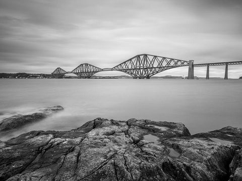 Forth Rail Bridge, Scotland White Modern Wood Framed Art Print with Double Matting by Frank, Assaf