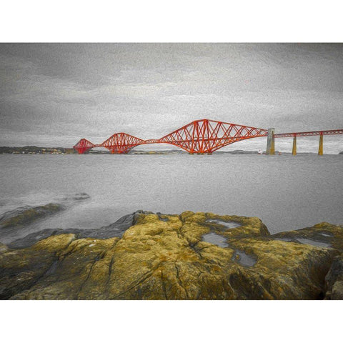 Forth Rail Bridge, Scotland Black Modern Wood Framed Art Print with Double Matting by Frank, Assaf