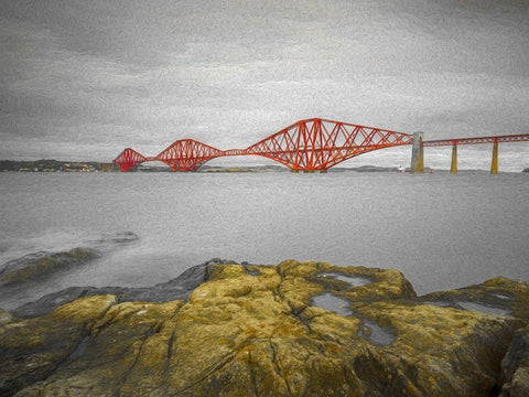 Forth Rail Bridge, Scotland Black Ornate Wood Framed Art Print with Double Matting by Frank, Assaf