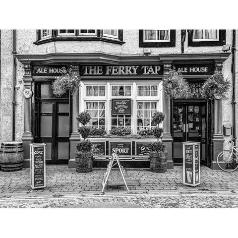 Cafe in South Queensferry Black Modern Wood Framed Art Print with Double Matting by Frank, Assaf