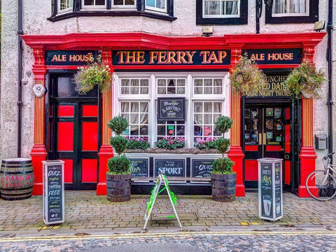 Street cafe in South Queensferry-Scotland Black Ornate Wood Framed Art Print with Double Matting by Frank, Assaf