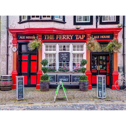 Street cafe in South Queensferry-Scotland Gold Ornate Wood Framed Art Print with Double Matting by Frank, Assaf