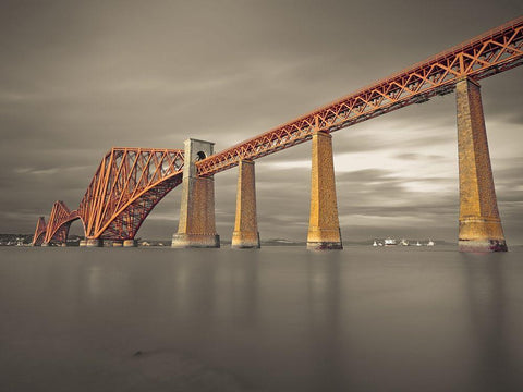 Forth Rail Bridge, Scotland, FTBR-1923 White Modern Wood Framed Art Print with Double Matting by Frank, Assaf