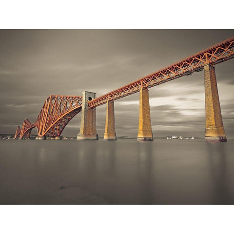 Forth Rail Bridge, Scotland, FTBR-1923 Black Modern Wood Framed Art Print with Double Matting by Frank, Assaf