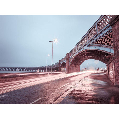 Strip Lights on road of Dundee, Scotland,FTBR 1857 Black Modern Wood Framed Art Print by Frank, Assaf