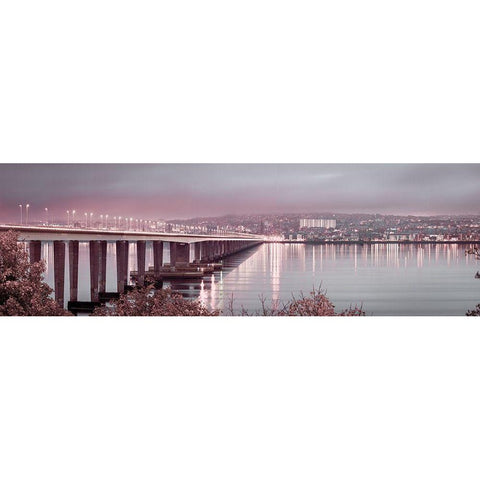 Tay Road Bridge over river Tay, Dundee, Scotland,FTBR 1858 Black Modern Wood Framed Art Print with Double Matting by Frank, Assaf