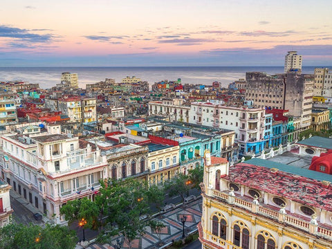 Havana from above White Modern Wood Framed Art Print with Double Matting by Frank, Assaf