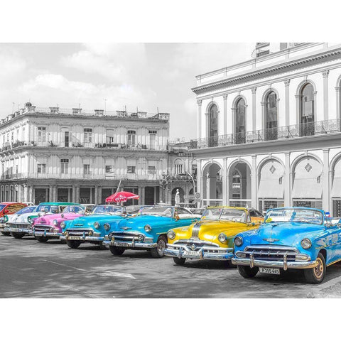 Vintage cars in Havava Black Modern Wood Framed Art Print with Double Matting by Frank, Assaf