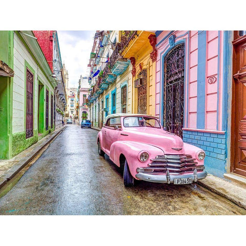 Vintage car in Havana Gold Ornate Wood Framed Art Print with Double Matting by Frank, Assaf