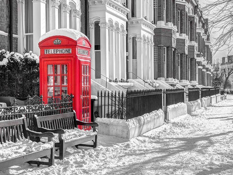 Maida Vale in snow-London Black Ornate Wood Framed Art Print with Double Matting by Frank, Assaf