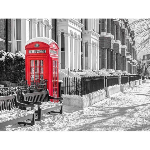 Maida Vale in snow-London Black Modern Wood Framed Art Print with Double Matting by Frank, Assaf