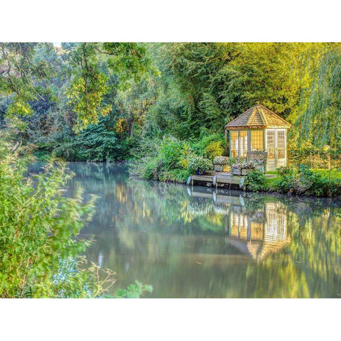Gazebo by Basingstoke canal Black Modern Wood Framed Art Print by Frank, Assaf