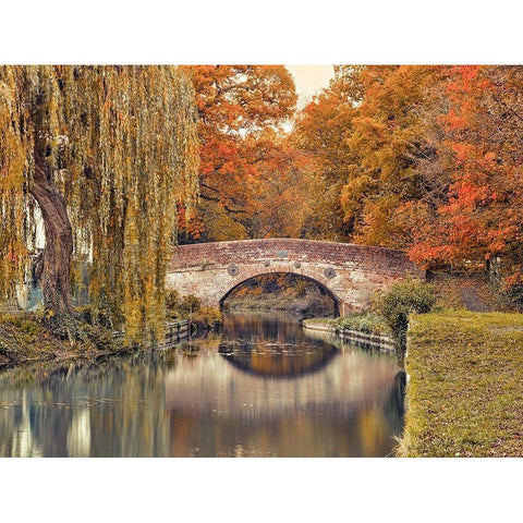 Bridge over a canal Black Modern Wood Framed Art Print by Frank, Assaf